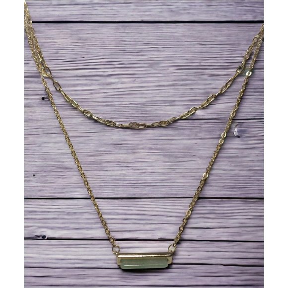 Minimalist Layered Chain Stone Necklace - Picture 3 of 7